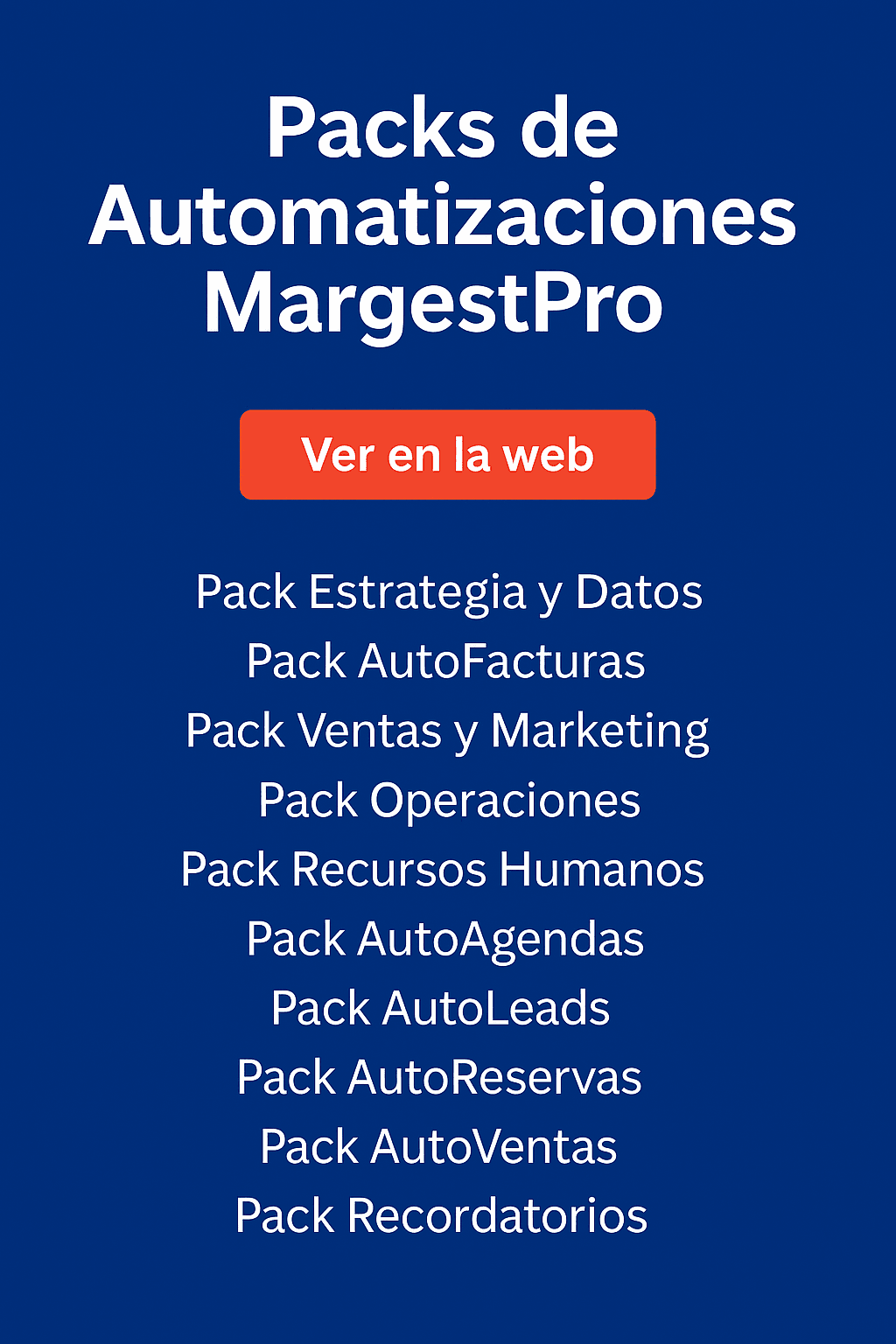 Descubre los packs de automatizaciones MargestPro: reservas, facturas, leads, ventas y más. IA aplicada para escalar tu negocio con eficiencia.